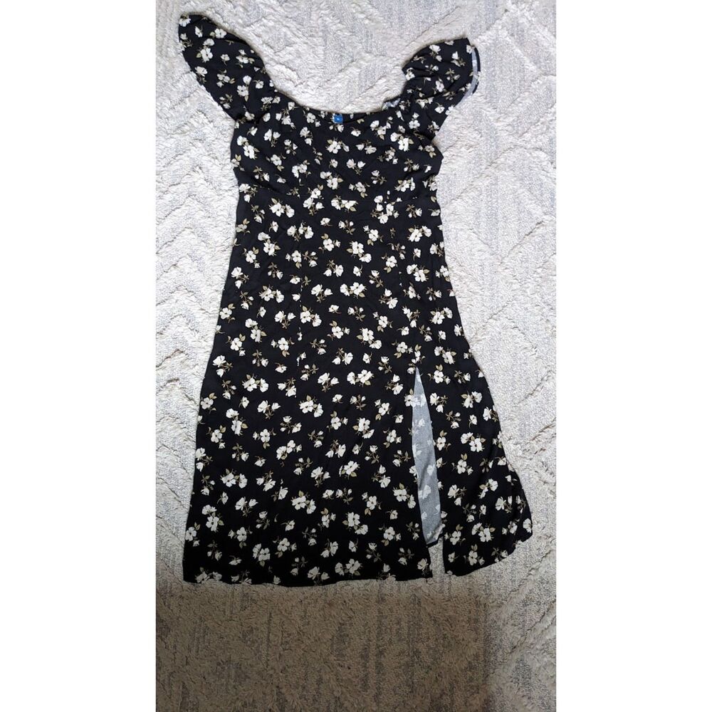Old Navy Dark Floral Flutter Sleeve Midi Slit Dress XL Ditsy Romantic Feminine